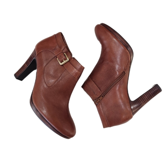 Ralph Lauren Mandy Carmel Brown Ankle Zip Boots, Womens 10 - Picture 1 of 6
